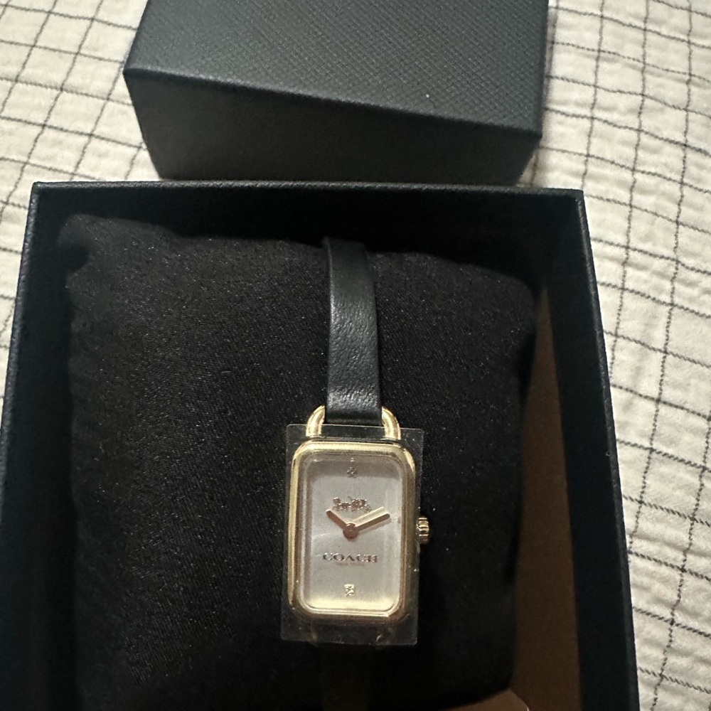 Coach Black and Gold Rectangular Watch